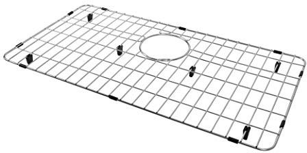 LQS Stainless Steel Kitchen Sink Bottom Grid and Sink Protector, Protective Sink Grid 26 x 14 Inches with Rear Drain for Single Sink Bowl