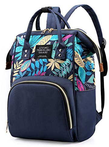 Lazeny Baby Wickelrucksack Wickeltasche Drucken Rucksack Multifunktional Mutter Babytasche Mama Reisetasche Große Kapazität Rucksack Unisex Baby-Flaschen-Tasche Reise Backapack für Mama Papa (Blau)