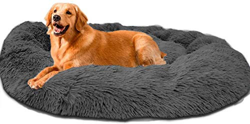 Loir Hundebett Tierbett Katzenbett Hundesofa Katzensofa Kissen Weich, 110 cm, Grau, Flauschig, rutschfest, Waschbar, für große und extra-große Katzen Hunde