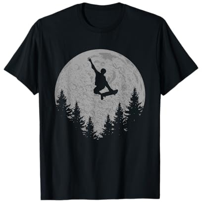 Skater Skateboard Stunt Mond Skater Geschenk T-Shirt