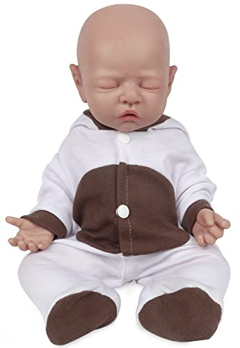 Vollence 46 cm schlafende Ganzkörper Silikon Reborn Babypuppe Mädchen,VollSilikon Babypuppen, Nicht Vinyl Puppen, Augen geschlossen Realistische Reborn Baby Puppen, Real Lifelike Baby Puppen