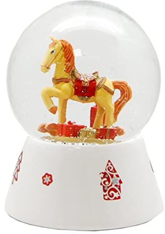 20110 Schneekugel Spieluhr Weihnachten Schaukelpferd mit Geschenken mit Spieluhr Mondschein Sonate150 mm hoch