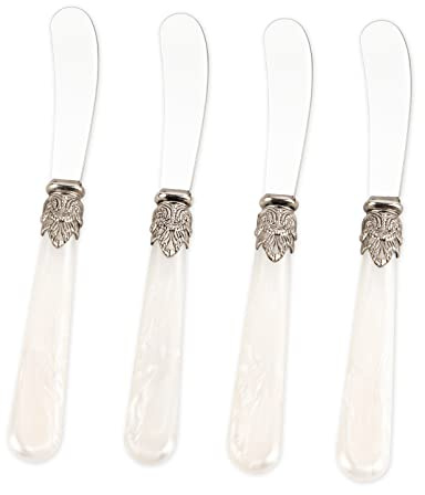 CATHYLIN REVERIE Collection 4-piece Stainless Steel Butter Spreader Cheese Knife, Giftable Butter Knives set, Bread Knife set (White Handle)