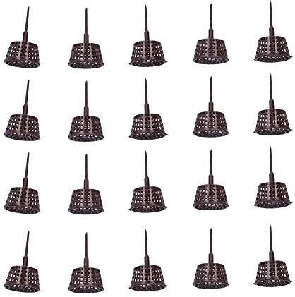 Plplaaoo 20PCS Bonsai Fertilizer Box with Lid, Durable Plastic Fertilizer Mesh Baskets, Mini Automatic Planting Portable-Fertilizers Orchid Basket for Slow Release Bonsai Fertilizers Container