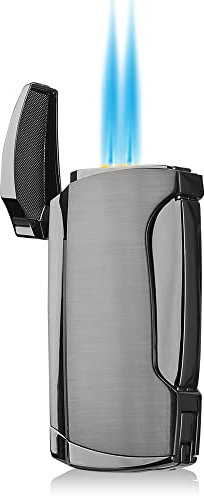 PROMISE Accendino a fiamma a doppio getto, accendino antivento, butano Accendino a gas ricaricabile per candela Idea regalo da campeggio (Canna di fucile)