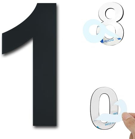 Ywonoby Numero civico esterno,75 mm Numero civico adesivo in acciaio inossidabile, targa e numero della cassetta postale di casa Porta dell'Apartment Hotel, Nero (1)