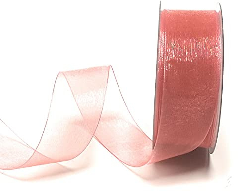 s.dekoda Schleifenband 50m x 40mm Altrosa - Rosa Organza Chiffon Geschenkband Organzaband [1350-107]