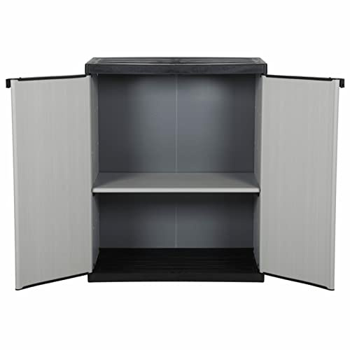 Homgoday Armoire de rangement de jardin en PVC/PP gris noir 68 x 40 x 85 cm pour jardin ou terrasse Model340981