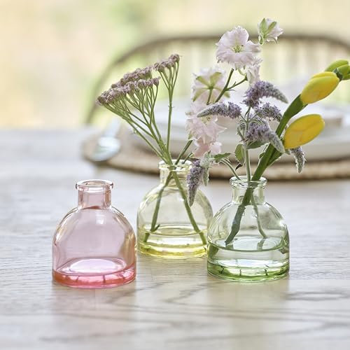 Ginger Ray Lot de 3 vases de Pâques en Verre coloré pour Fleurs, décorations Roses, Jaunes et Vertes