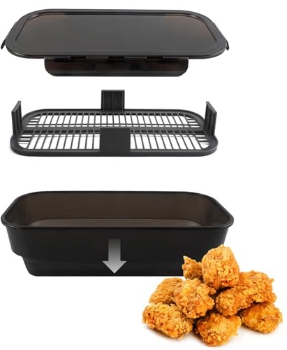 COOK WITH COLOR Collapsible Batter Bowl - Mess Free Breading Shaker Container - Great for Fried Fish, Fried Chicken, Onion Rings, Wings & More, Black