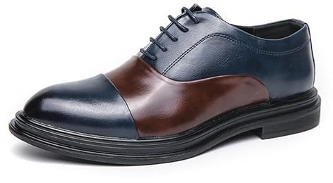 Scarpe Eleganti Oxford da Uomo Stringate Punta brunita Punta Bicolore in Pelle PU Punta in Pelle Suola in Gomma Antiscivolo Antiscivolo Basso Superiore Antiscivolo Business(Size:45 EU)