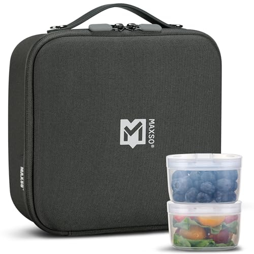 Itslife Isolierte Kühltasche für Kinder Erwachsene, Kleine Lunchtasche, Dreifache Schichten Isolierung Warm Halten Kaltes Tragbar Lunchbox Tasche, Lunchbag für Arbeit Reisen Büro Picknick, Grau
