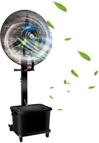 Gtzly Ventilo Brumisateur, Ventilateur de Refroidissement Sur Pied ExtéRieur, 3 Vitesses, Oscillation à 90° avec RéServoir Autonome de 42 L for Garage, Salle de Sport, Atelier d'Usine(81CM)
