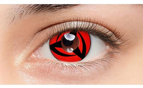 Farbige rote Halloween Monster Kostüm Kontaktlinsen ohne Stärke weiche Vampir Farblinsen, 2 Stück, Red Monster (Mangekyou)