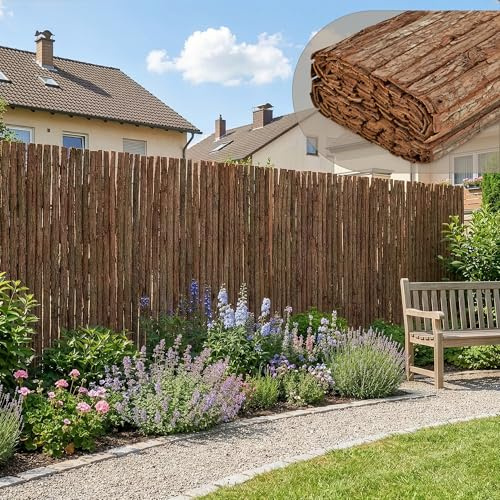 casa.pro Rindenmatte Zamora 160 x 300 cm Sichtschutzmatte Gartenzaun | strapazierfähig, für Balkon, Terrasse, Garten, Balkonverkleidung, wetterfest, Blickschutz, outdoor, natürliches Material
