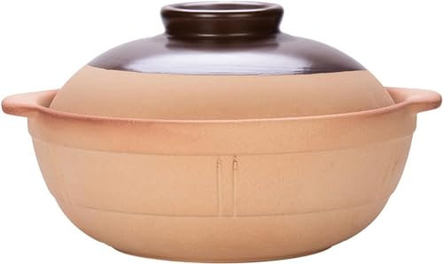 Cuencos grandes de cerámica, Olla de cerámica for cocina, sopera, cazuela con tapa, olla china for sopa, arcilla o barro con dos asas, utensilios de cocina de cerámica redondos, 750 ml(500ml)