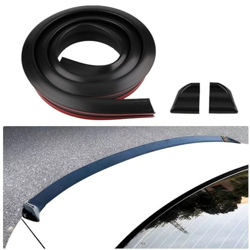 Goviox Spoiler Posteriore per Auto, 1,5M Fibra di Carbonio Alettone a Striscia in Gomma, Strisce Del Labbro Dello Spoiler Del Tetto Dell'automobile (Nero Opaco)