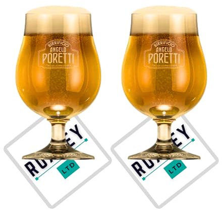 Roxley Angelo Poretti Schooner - Bicchieri da birra da 2/3 pinte, da uomo, 2 pinte, realizzati nel Regno Unito