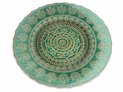 Gruppo Maruccia - Platos de cristal de color verde y dorado - Para Navidad, celebraciones, ceremonias - Juego de 2 unidades