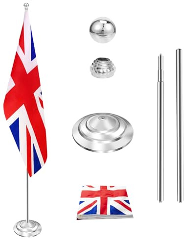 Kit di asta per bandiera da interni con base ponderata e ispessita, altezza 200-252 cm, asta per bandiera commerciale in acciaio inox per interni per ufficio, scuola, municipio, resistente asta