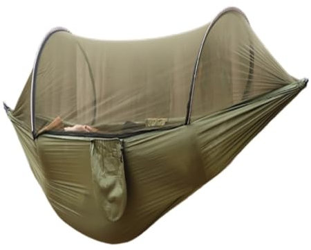 OZWYCY Hängematten Outdoor Camping Camping Hängematte Blatt Doppel Automatische Schnell-offene Stange Moskito Net Anti-Rollover Hängematte Hammock(A)