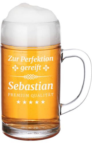 polar-effekt Boccale da 1 litro con incisione personalizzata, bicchiere da birra personalizzato con nome, boccale da birra con manico, lavabile in lavastoviglie