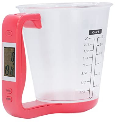 Bilancia da cucina digitale, bilancia da cucina digitale e misurino, 1 pezzo Bilancia da cucina elettronica digitale con misurino Bilancia per uso domestico con display LCD (Rosso)