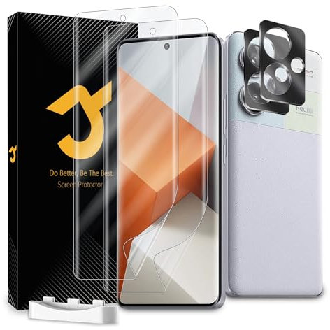 JZG [2 + 2 protectores de pantalla para Xiaomi Redmi Note 13 Pro Plus 5G, cámara de cristal, fácil instalación, antiarañazos, compatible con ID de huellas dactilares, HD