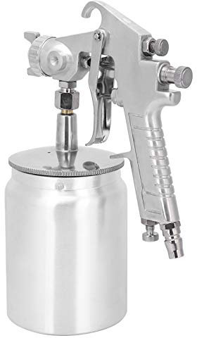 Pistola a spruzzo con tazza, 1000 ml di vernice a spruzzo di vernice argento in acciaio inossidabile ugello pneumatico Forniture indurtriali 1 4 pollici British Connector per