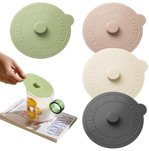 WeddHuis 4 pezzi coperchi silicone per bicchieri Copertura in vetro come protezione dagli insetti Coperchio riutilizzabile per bicchieri, tazze, boccali di birra 10cm