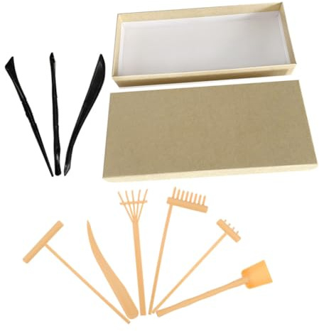 minkissy Mini Zen Garden Rake Set with Yellow and Black Tools for Sand Art DIY Crafting Calming Meditation Desk Accessories Elegant Mindfulness Gardening Kit for Relaxation and Home Decor