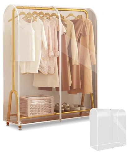 Kleiderständer Abdeckung mit Reißverschluss, 110 x 50 x 150 cm Transparente Kleiderständer Abdeckung, Große Kleidersack Staubschutz, Kleidersäcke, Kleiderschutzhülle für Kleidung für Kleiderstange