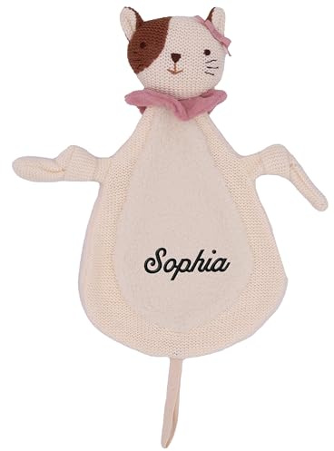 Kidsmood - Personalisierts Schmusetuch mit Namen - Spucktücher Baby Schmusetier – Schnuffeltuch als Geschenke zur Geburt Mädchen & Junge - Baby Erstausstattung Neugeborene [Rosa]