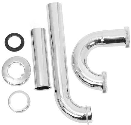 CTIRCHIU Stainless Steel Drain Pipe U-Shaped p Trap with Extension for Basin and Kitchen Sink 37cm Long Flexible Drain Hose for Under Sink Plumbing Anti-Odor