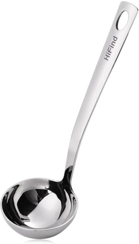 Kitchen Stainless Steel 11.2 Inches Round Soup Ladle Ergonomic Handle, Perfect for Stirring, Serving Soups, and More - Heavy-Duty Metal Ladle Chef Craft Select Serving Ladle