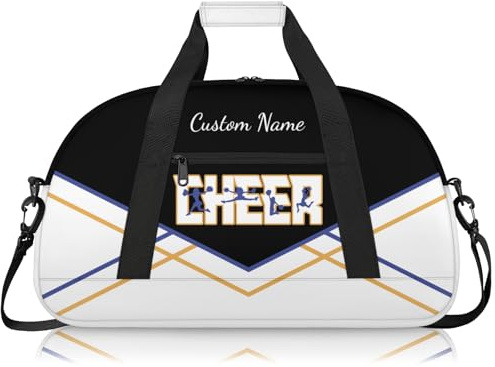 Cheerleading Seesack für Mädchen, personalisierbar, wasserdicht, Sporttasche für Cheer, Fitnessstudio und Reisen, Blau / Schwarz / Weiß, Carry-On 20-Inch, Cheer Bag für Mädchen