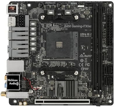 Processore Scheda madre Fit For ASRock B450 GAMING-ITX/AC Socket AM4 Supporta CPU Ryzen 5 5600G 5600 R7 5700X3D 5800X DDR4 M.2 PCIe 3.0 Mini ITX