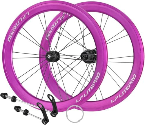 Hjulset för hopfällbar cykel 20 406/451 V-broms hjul fälgar i aluminiumlegering 74/130 mm BMX-hjul för kassett med 8 till 11 växlar,Purple,405