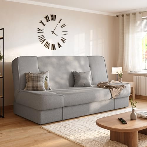 BROMARKT Schlafsofa mit Bettkasten und Schlaffunktion 190x115cm Grau