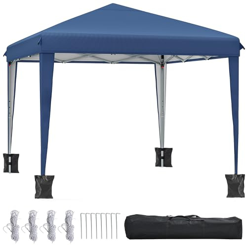 YITAHOME Pavillon,3x3m Pop-Up Faltpavillon Anti-UV 50+ für Camp Markt Blau