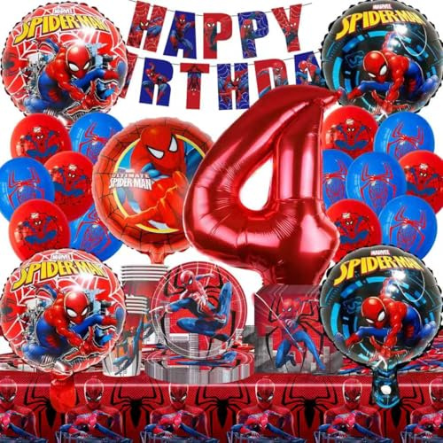 92pcs Deko Geburtstag Kinder, Party Deko, Kinder Partygeschirr Set Tischdeko für Kindergeburtstag Mottoparty