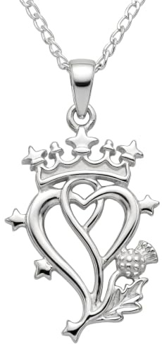 Alexander slott 925 sterling silver skotsk luckenbooth & tistelhalsband 20 mm x 15 mm hänge med 45 cm silverkedja & smycken presentförpackning - skotska gåvor för kvinnor, Sterlingsilver, Ingen sten