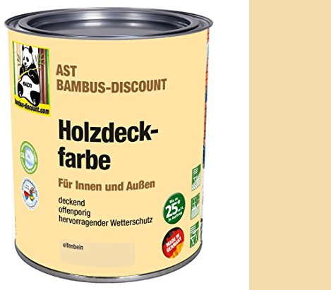 AST Bambus-Discount Holzdeckfarbe Elfenbein 0,75 Liter für Innen und Außen - deckend, offenporig, hervorragender Wetterschutz - Bambusrohre lackieren