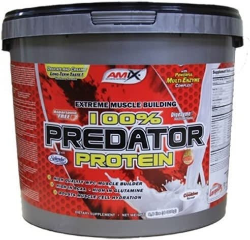 Amix Predator Protein 4 Kg -Proteína en Polvo, Crecimiento de Masa Muscular /Contiene Enzimas Digestivas Sabor Fresa