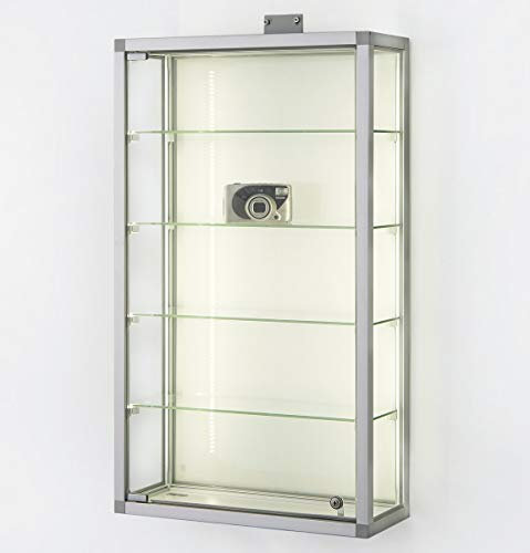 MHN Wandvitrine T 19 x B 51,5 x H 88 cm - Sammler Hängevitrine abschließbar - kleine Glas-Vitrine Wand hängend CPR - ohne Beleuchtung