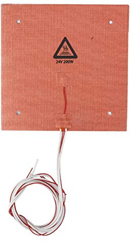 Wendry 3D-Drucker-Silikon-Heizbett, 200 W, 24 V, 235 x 235 mm, Heißbett-Silikon-Pad, hohe Temperaturbeständigkeit, 3D-Drucker-Zubehör, für Ender-3/CR-X/Ender-3 Pro 3D-Drucker-Bettloch