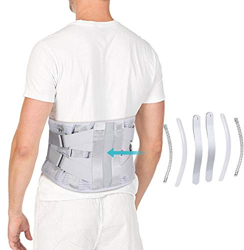 Lendenwirbelsäule Stützgürtel, Orthopädischer Rückenstützgürtel mit gebogenen Aluminiumstreifen, Lendenwirbelstütze für Bandscheibenvorfall und Ischias