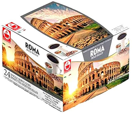 Bonini Coffee Pods, Roma Bold Roast Blend, Dark Roast Italian, Keurig Compatible, 48 Count (2 Packs of 24), K-Cup Pods