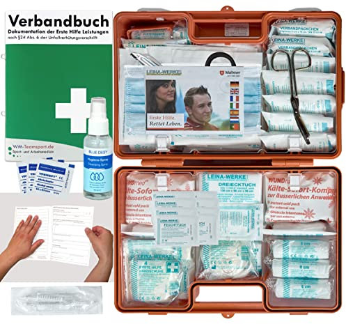 Verbandskoffer/Verbandskasten (G) Typ C - Erste Hilfe nach AKTUELLER DIN 13169 für Betriebe INKL. Verbandbuch + Hygiene-Gel