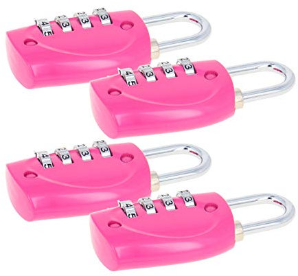 MroMax Lucchetto a combinazione a 4 cifre, diametro 0,4 cm, lucchetto ripristinabile, impermeabile, per cancello scolastico, cassetta degli attrezzi, armadietto, in lega di zinco, vernice spray rosa